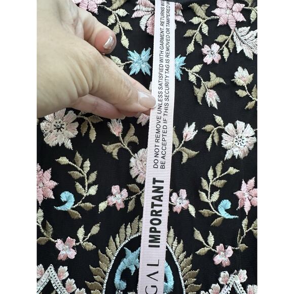 Mac Duggal 35111 Floral Embellished Embroidered Mesh Gown Bishop Sleeve Sz 2 NWT - Picture 12 of 14